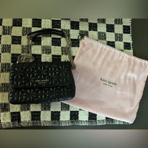 Kate Spade Black Floral Quilted Crossbody Bag